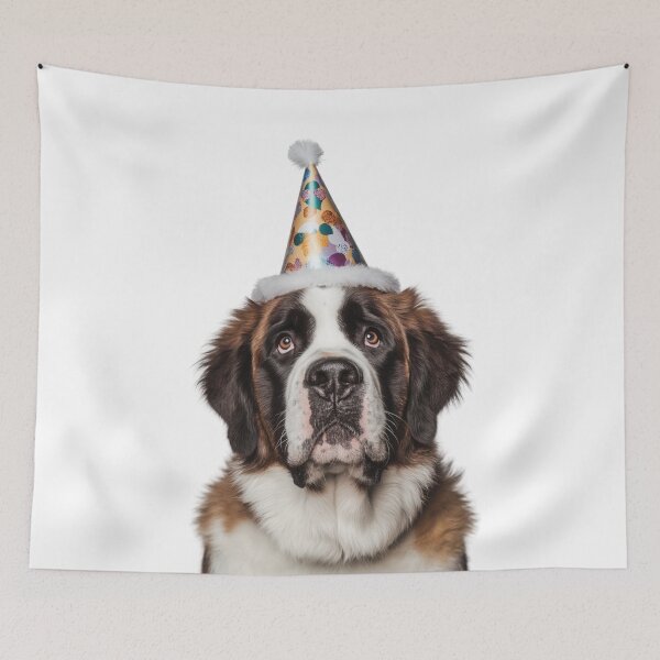 Item preview, Cute Saint Bernard dog with Party Hat Birthday Celebration designed and sold by LazyOwlStore.
