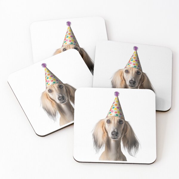 Item preview, Cute Saluki dog with Party Hat Birthday Celebration designed and sold by LazyOwlStore.