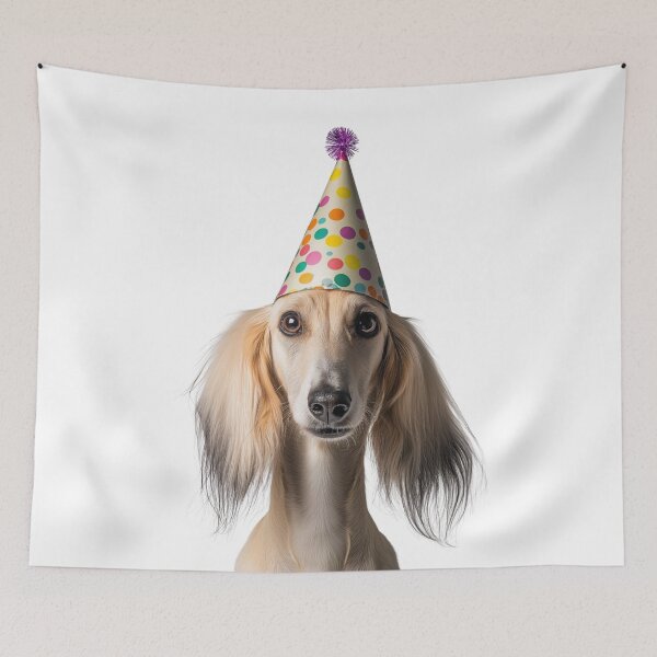 Item preview, Cute Saluki dog with Party Hat Birthday Celebration designed and sold by LazyOwlStore.
