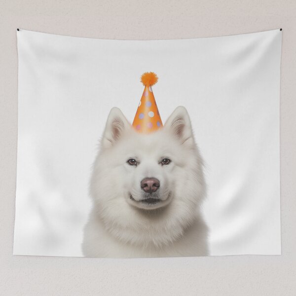 Item preview, Cute Samoyed dog with Party Hat Birthday Celebration designed and sold by LazyOwlStore.