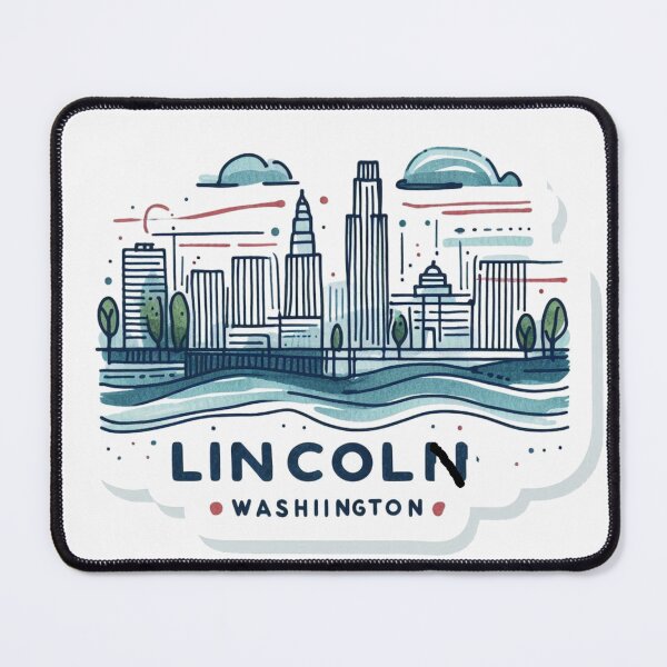 Item preview, Lincoln Washington Minimalist Watercolor Cityscape Sticker with USA Flag, designed and sold by PaintMeWorld.