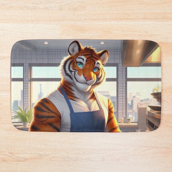 Item preview, Buff Muscular Tiger Chef Cooks Some Chicken designed and sold by nikkolaus.