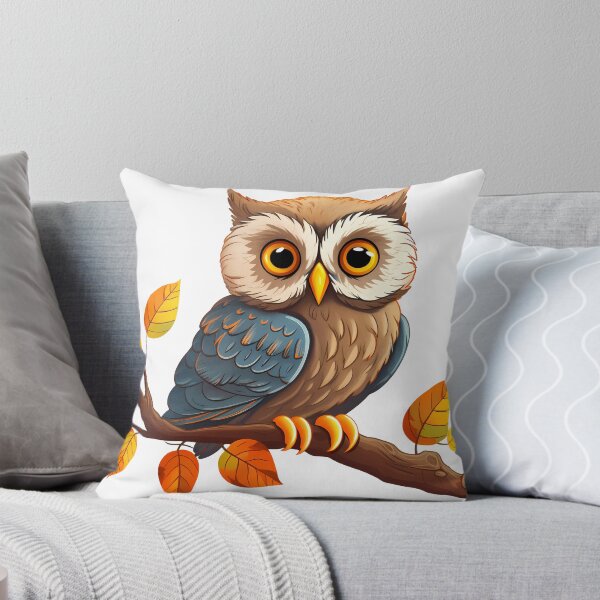 Item preview, Owl - Brown and Blue Owl Sitting on Branch designed and sold by Asapusri.