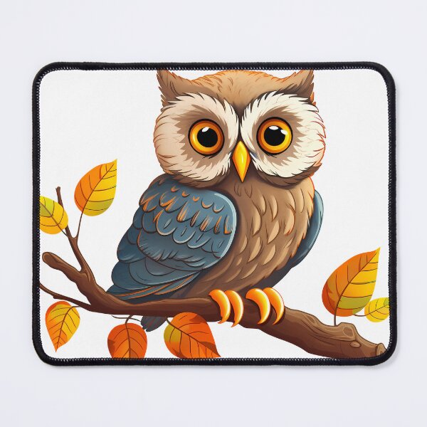Item preview, Owl - Brown and Blue Owl Sitting on Branch designed and sold by Asapusri.