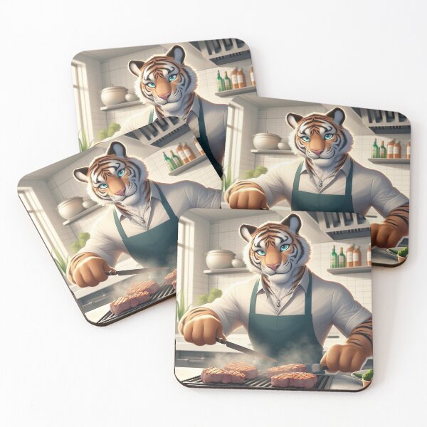 Item preview, Chef Tiger Prepares Some Grilled Meat designed and sold by nikkolaus.