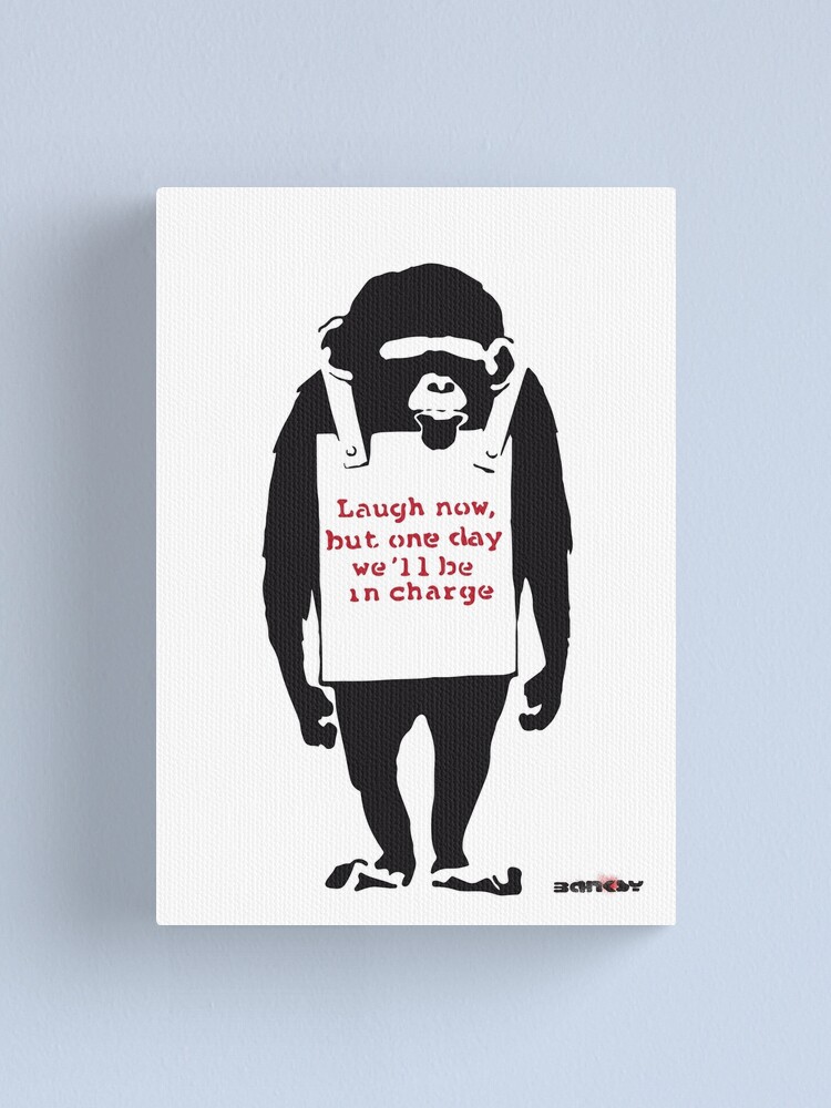 BANKSY ORIGINAL THOUGHT QUOTE - DEEP FRAMED CANVAS WALL ART GRAFFITI PRINT-  RED