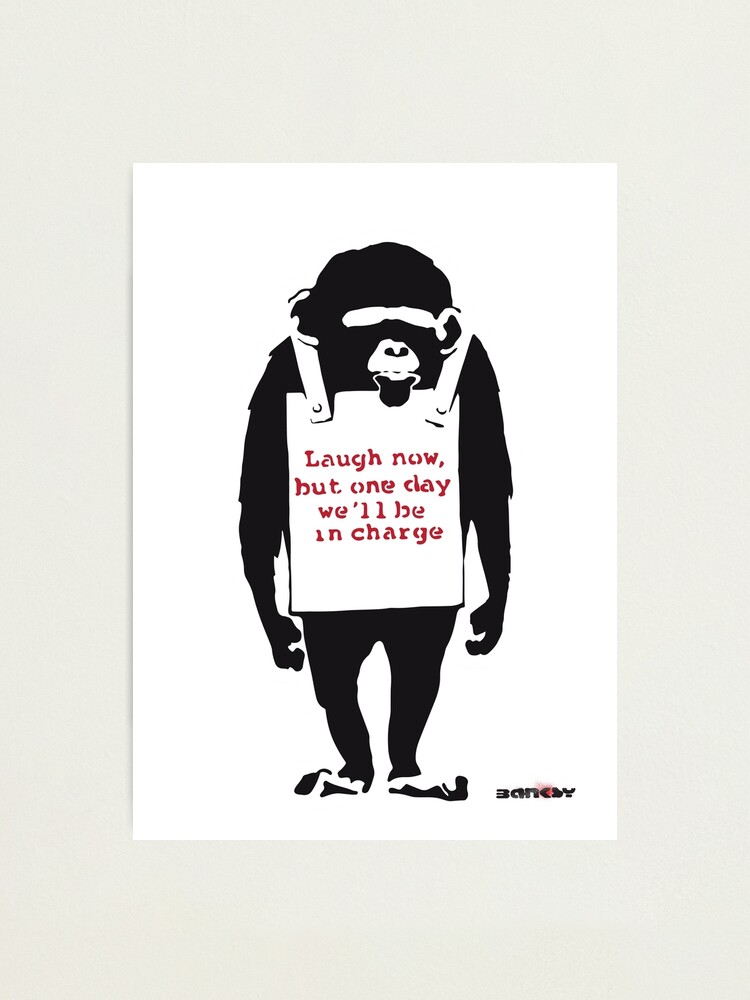 Laugh Now Monkey by Banksy Art Print