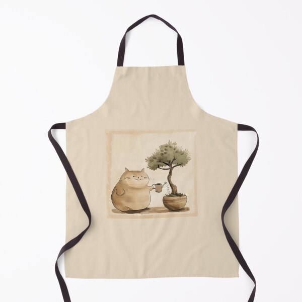 Item preview, Cute Chubby Cat Watering Bonsai Tree designed and sold by Line-Creations.