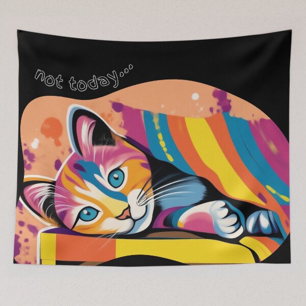 Item preview, Not Today - sleepy lazy rainbow cat 6 designed and sold by AlinaSCorner.