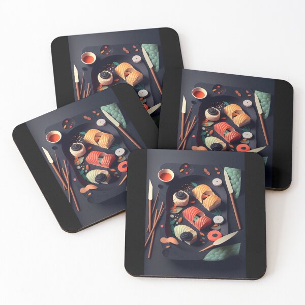 Item preview, Modern Minimalist Sushi Platter Dark Aesthetic Food Art designed and sold by ShadowAndSlate.