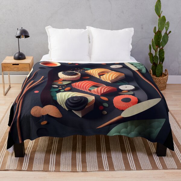 Item preview, Modern Minimalist Sushi Platter Dark Aesthetic Food Art designed and sold by ShadowAndSlate.