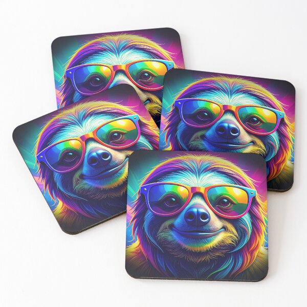 Item preview, Chill Neon Sloth with Rainbow Sunglasses Art Print designed and sold by Analog-attire.