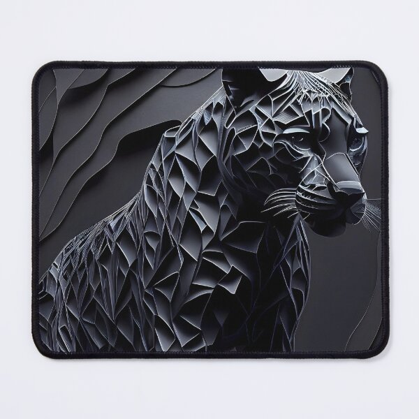 Item preview, 3D Paper Cut Panther Art Geometric Wildlife Design Black Gray designed and sold by ShadowAndSlate.