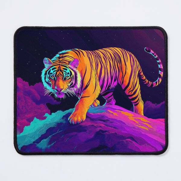 Item preview, Retro Tiger in Colorful land - Fantasy Wildlife painting designed and sold by TheArtistOf2022.