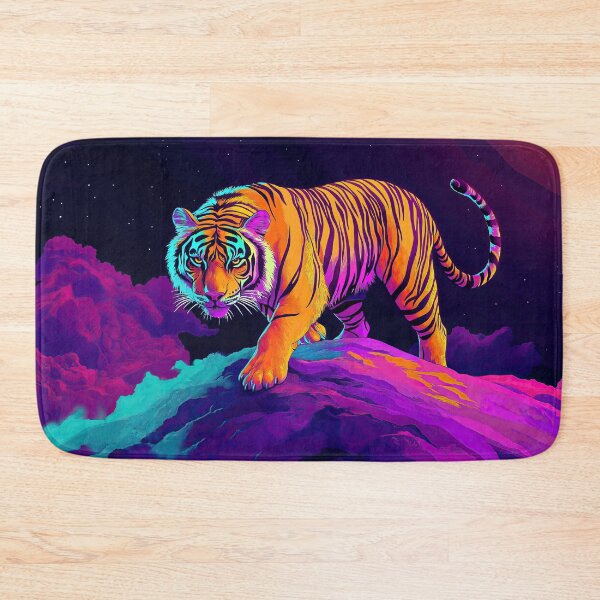 Item preview, Retro Tiger in Colorful land - Fantasy Wildlife painting designed and sold by TheArtistOf2022.