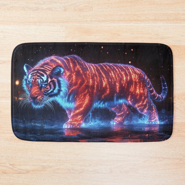 Item preview, Neon Tiger at night in forest - Fantasy Wildlife painting designed and sold by TheArtistOf2022.