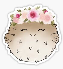 Floral Crown Pufferfish Sticker