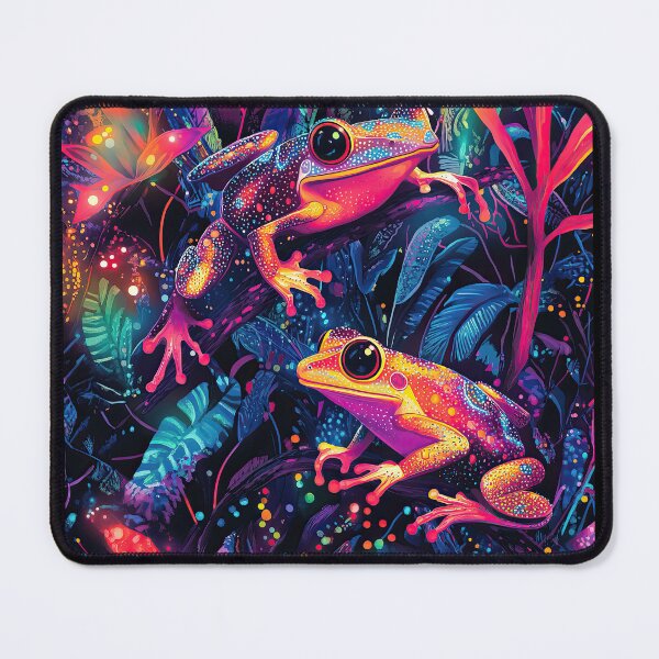 Item preview, Neon Colorful Glowing Frogs in rainforest - Nature photo designed and sold by TheArtistOf2022.