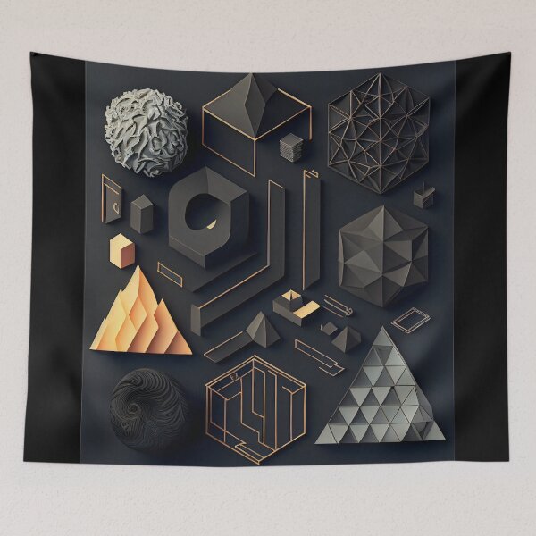 Item preview, Geometric Dimensions – Modern Abstract Shape Composition designed and sold by ShadowAndSlate.