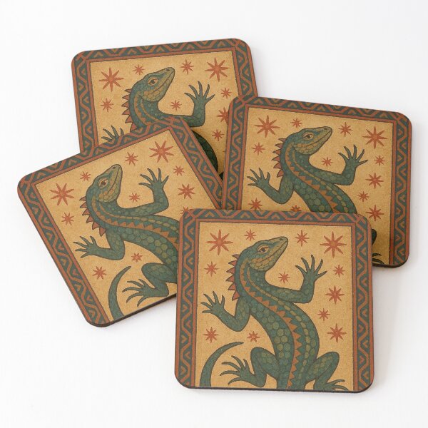 Item preview, Folk Art Lizard Illustration – Rustic Southwestern Reptile Design designed and sold by weirdfishes123.