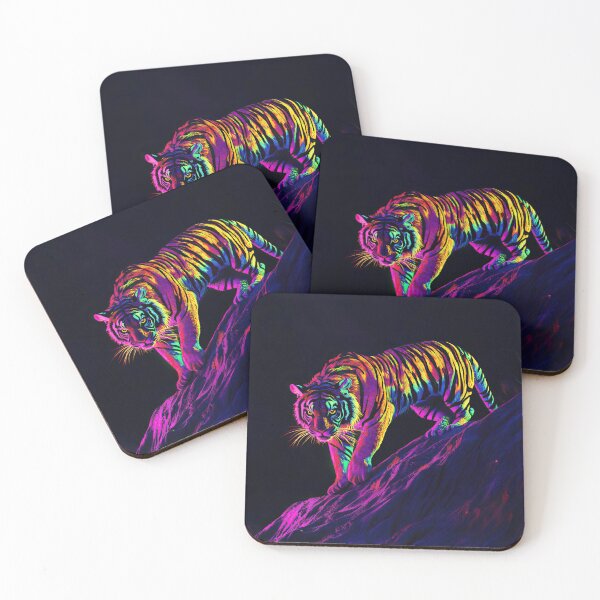 Item preview, Retro Tiger in Colorful land - Fantasy Wildlife painting designed and sold by TheArtistOf2022.