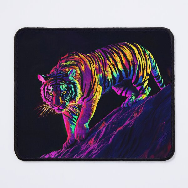 Item preview, Retro Tiger in Colorful land - Fantasy Wildlife painting designed and sold by TheArtistOf2022.