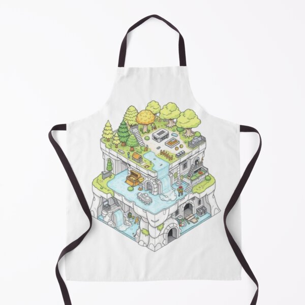 Item preview, isometric fantasy dungeons castle waterfall scene designed and sold by Iuqiune.