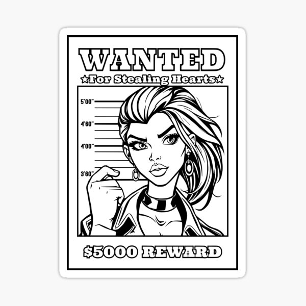 Wanted Coloring Page Sticker