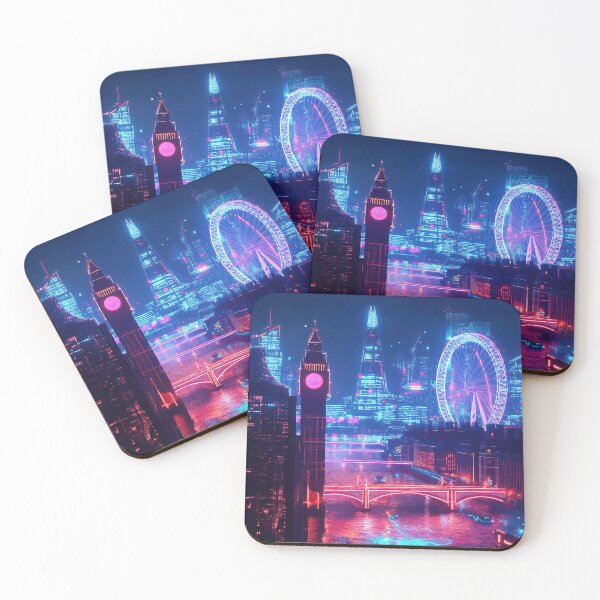 Item preview, Cyberpunk London city skyline at night - Futuristic Cityscape art designed and sold by TheArtistOf2022.
