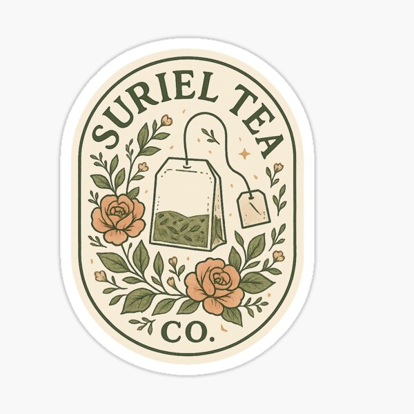 Vista previa del artículo con la obra «Pegatina de Suriel Tea Co.: Estética floral inspirada en ACOTAR para amantes de la lectura», diseñado y vendido por Likeawildflower.