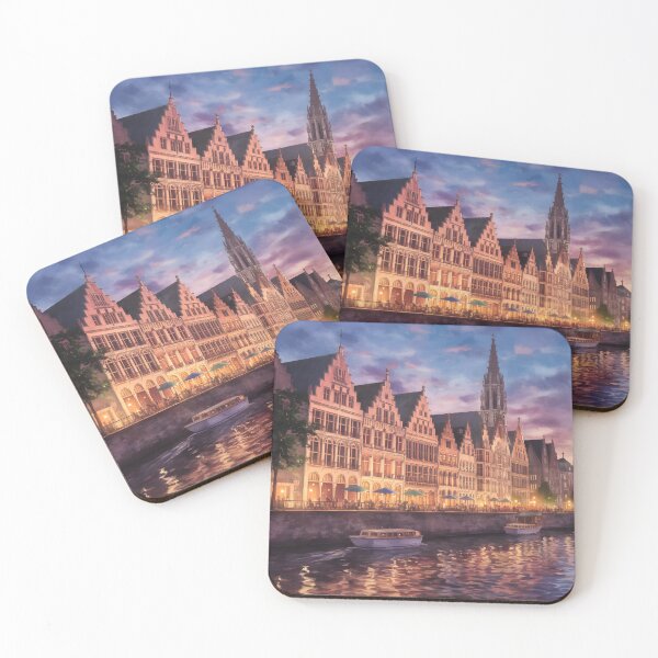 Item preview, Graslei, Ghent: Twilight Reflections on the Leie designed and sold by LSVart.