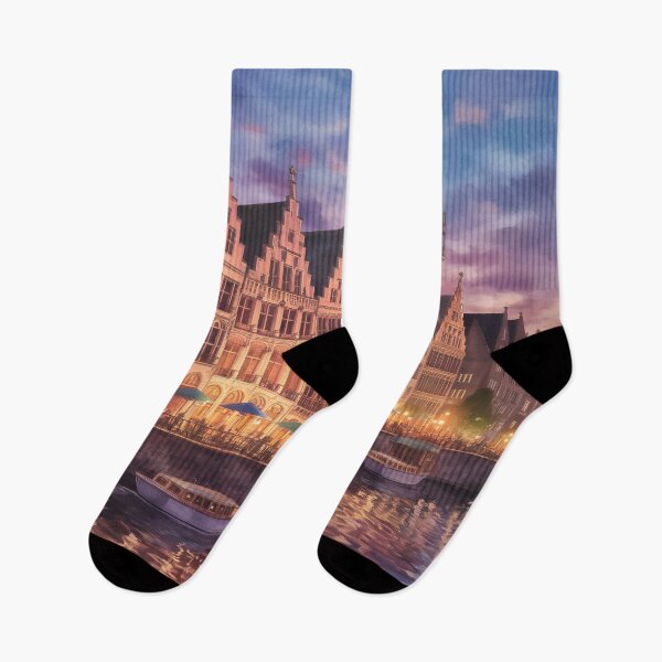 Item preview, Graslei, Ghent: Twilight Reflections on the Leie designed and sold by LSVart.
