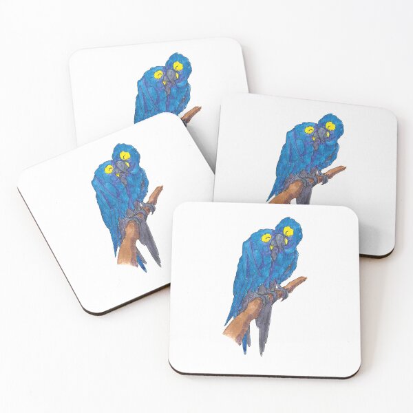 Item preview, Couple of hyacinth macaws in watercolor designed and sold by Chouetteplanete.