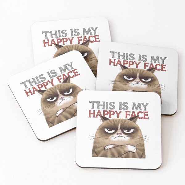 Item preview, This is my Happy Face, Cat, Angry, feline, funnyfits70, Humor, Funny, retro, vintages, funny quotes, animal humor, designed and sold by FunnyFits70.