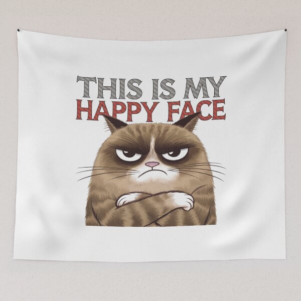 Item preview, This is my Happy Face, Cat, Angry, feline, funnyfits70, Humor, Funny, retro, vintages, funny quotes, animal humor, designed and sold by FunnyFits70.