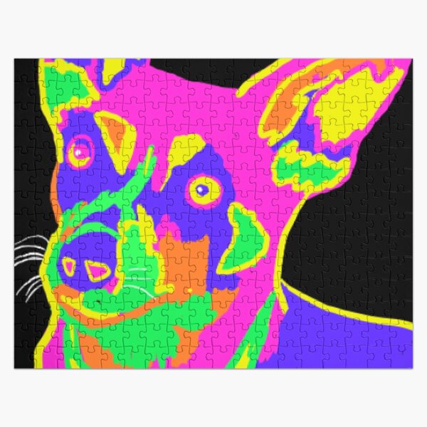 Vista previa del artículo con la obra «Arte pop de chihuahua neón», diseñado y vendido por ClareWyattArt.
