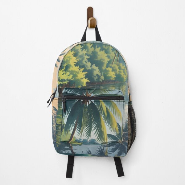 Item preview, Kerala Backwaters: Sunrise Reflections Amid Coconut Palms designed and sold by LSVart.