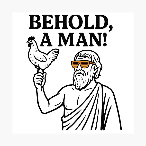 Item preview, Behold, a man! Diogenes the Cynic with chicken. Swag. Minimimalist. Philosophy gift. designed and sold by PHILOSOPHY-SWAG.