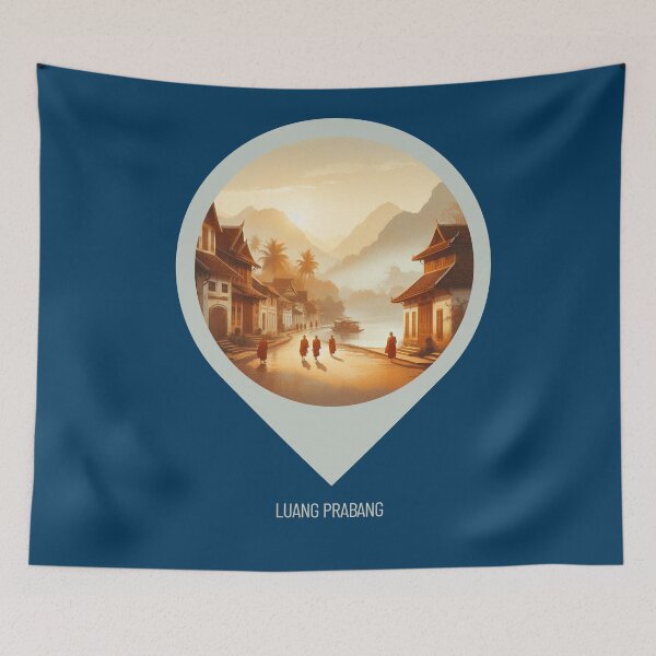 Item preview, Luang Prabang Laos in 80s Retro Style – Vintage AI City Design for Travel Lovers, Urban Fashion & Nostalgic Tourists designed and sold by knalpot-design.
