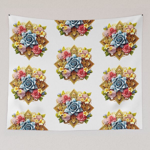Item preview, Beautiful golden pentagram design with flowers designed and sold by LoneAngel.