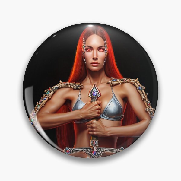 Item preview, Red Haired warrior woman fantasy art designed and sold by Vintage Designs +.