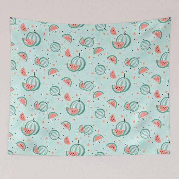 Item preview, Pastel boho pattern with watermelons and hearts designed and sold by WebItani patterns.