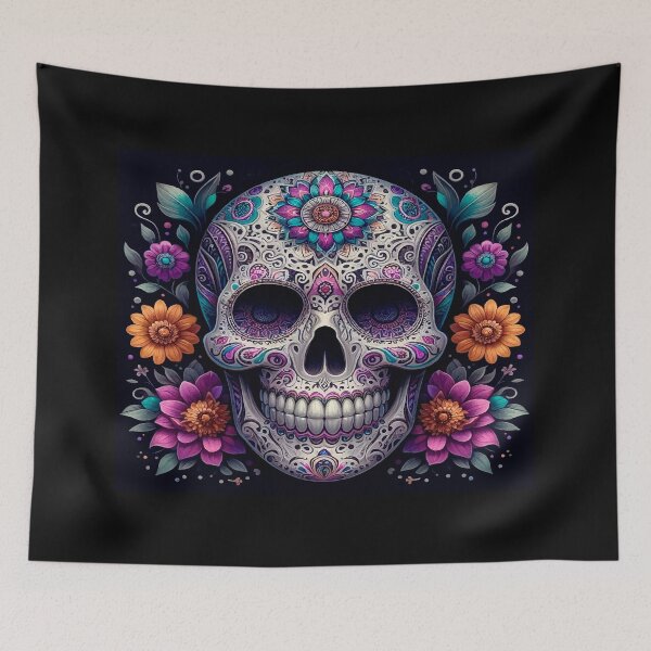 Item preview, Symmetrical Day of the Dead Skull Design Ornamental Skull Design – Mexican Folk Symbol designed and sold by  Ojo de Lilith.