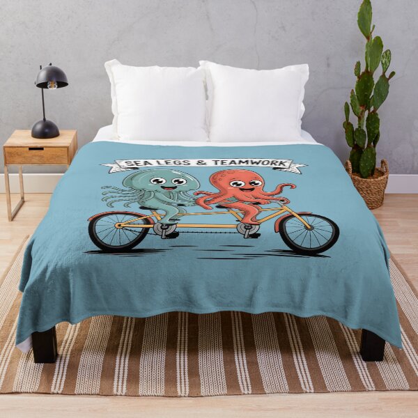 Item preview, Octopus And Jellyfish On Tandem Bicycle Cute Cartoon designed and sold by SurrealArtSzysz.