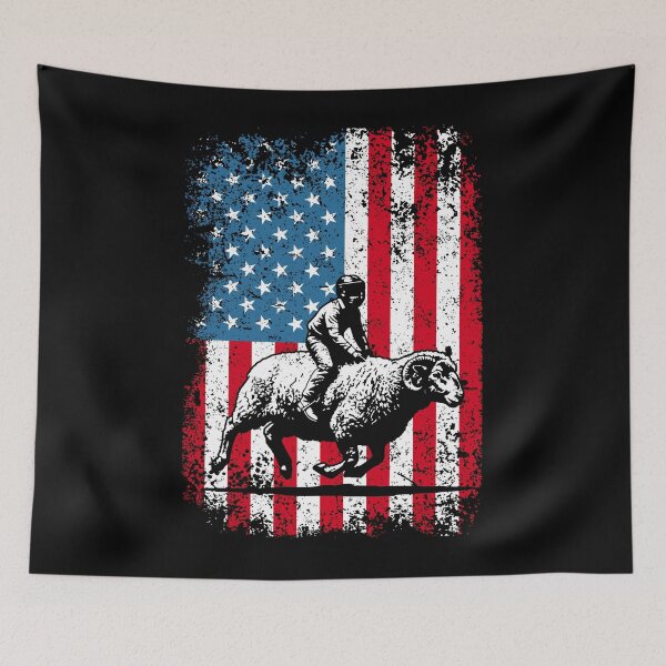 Item preview, Mutton Bustin 4th of July Sheep Rodeo USA Flag Design Graphic Gift designed and sold by JUSTBEELEGANT.