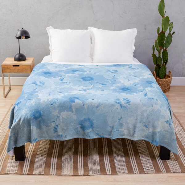 Item preview, Flower Ocean Halfdrop Monochrome Pastel Blue 006bc0 designed and sold by Art in My Loft.