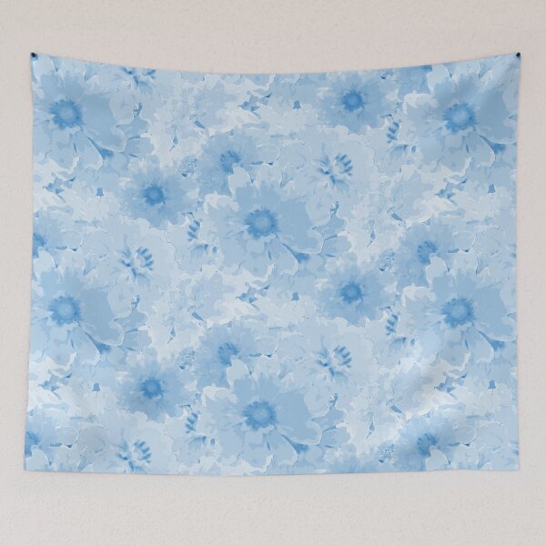 Item preview, Flower Ocean Halfdrop Monochrome Pastel Blue 006bc0 designed and sold by Art in My Loft.