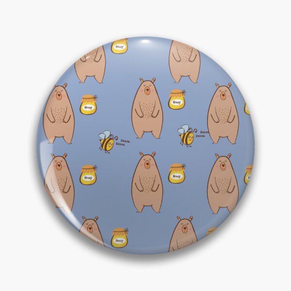 Item preview, Pattern with bears, honey jars and bees on a blue background designed and sold by Martapp.