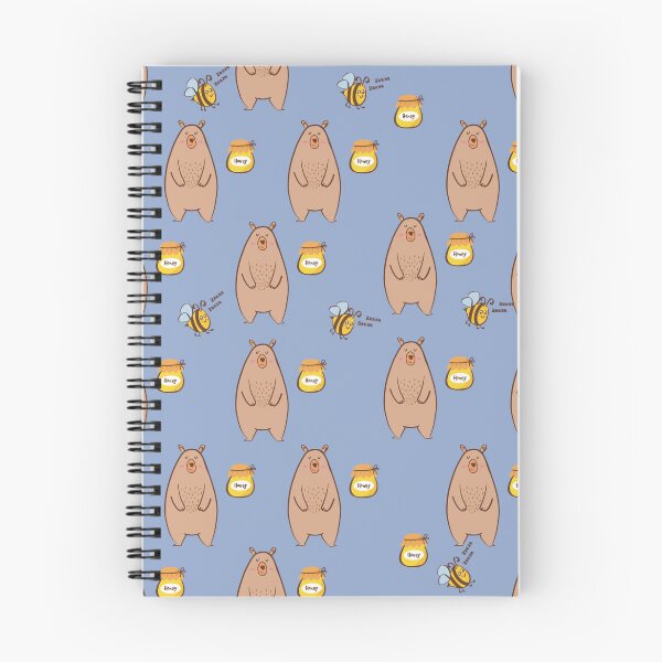 Item preview, Pattern with bears, honey jars and bees on a blue background designed and sold by Martapp.