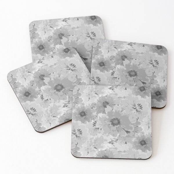 Item preview, Flower Ocean Halfdrop Monochrome Pastel Black designed and sold by Art in My Loft.